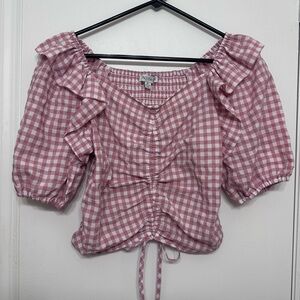 NWOT Boot Barn Gingham Ruched Peasant Blouse